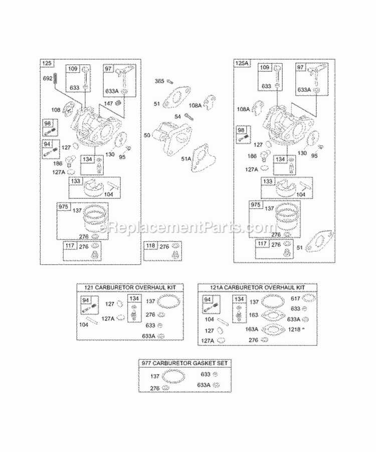Carburetor Group KitsGasket Sets-Carburetor Diagram and Parts List for 135432-0120-02  Briggs and Stratton Engine